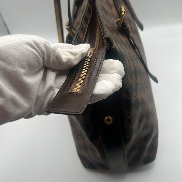 LOUIS VUITTON VINTAGE CHELSEA DAMIER EBENE HANDBAG PURSE TOTE - Picture 8 of 16